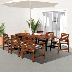 ÄPPLARÖ - table+6 reclining chairs, outdoor, brown stained/Kuddarna beige | IKEA Taiwan Online - PE713678_S3