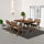 FALHOLMEN - table+4 chairs w armrests, outdoor, light brown stained/Kuddarna grey | IKEA Taiwan Online - PE713971_S1