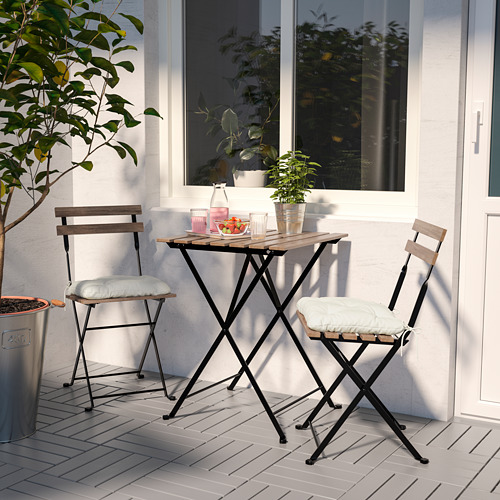 TÄRNÖ - table+2 chairs, outdoor, black/light brown stained/Kuddarna beige | IKEA Taiwan Online - PE713986_S4
