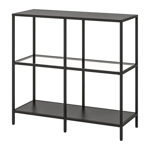VITTSJÖ - shelving unit, black-brown/glass, 100x93 cm | IKEA Taiwan Online - PE754140_S4