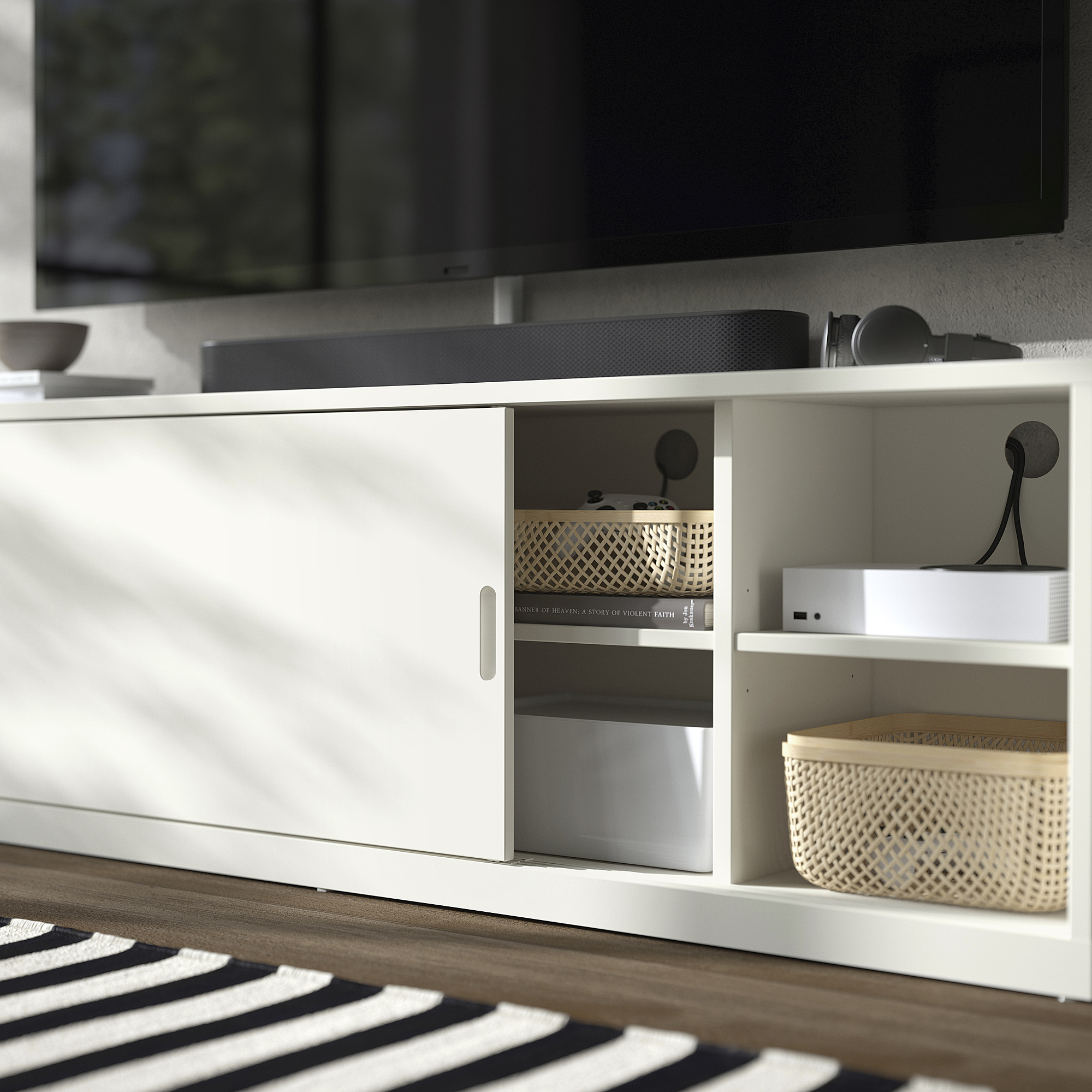 TONSTAD TV/storage comb with sliding doors