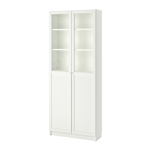 BILLY/OXBERG - 書櫃附背板/玻璃門板, 白色, 80x30x202 公分 | IKEA 線上購物 - PE714087_S4