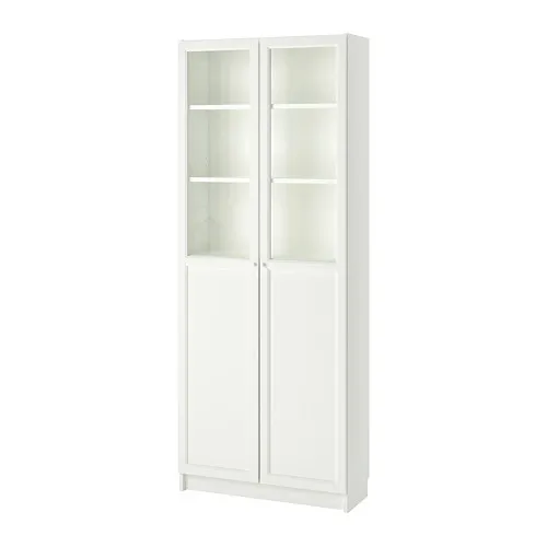 BILLY/OXBERG - bookcase with panel/glass doors, white, 80x30x202 cm | IKEA Taiwan Online - PE714087_S4