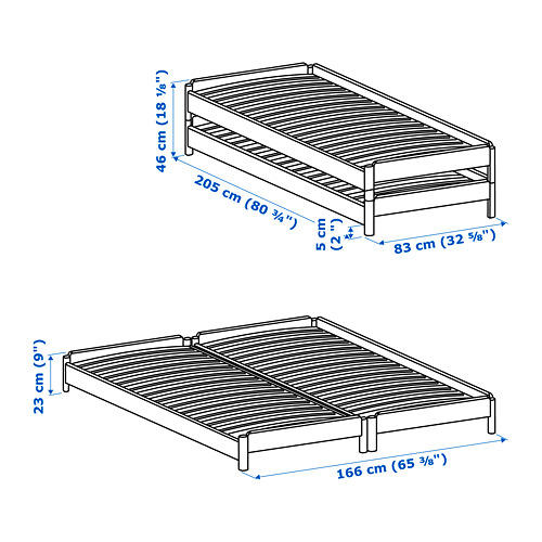 UTÅKER stackable bed with 2 mattresses