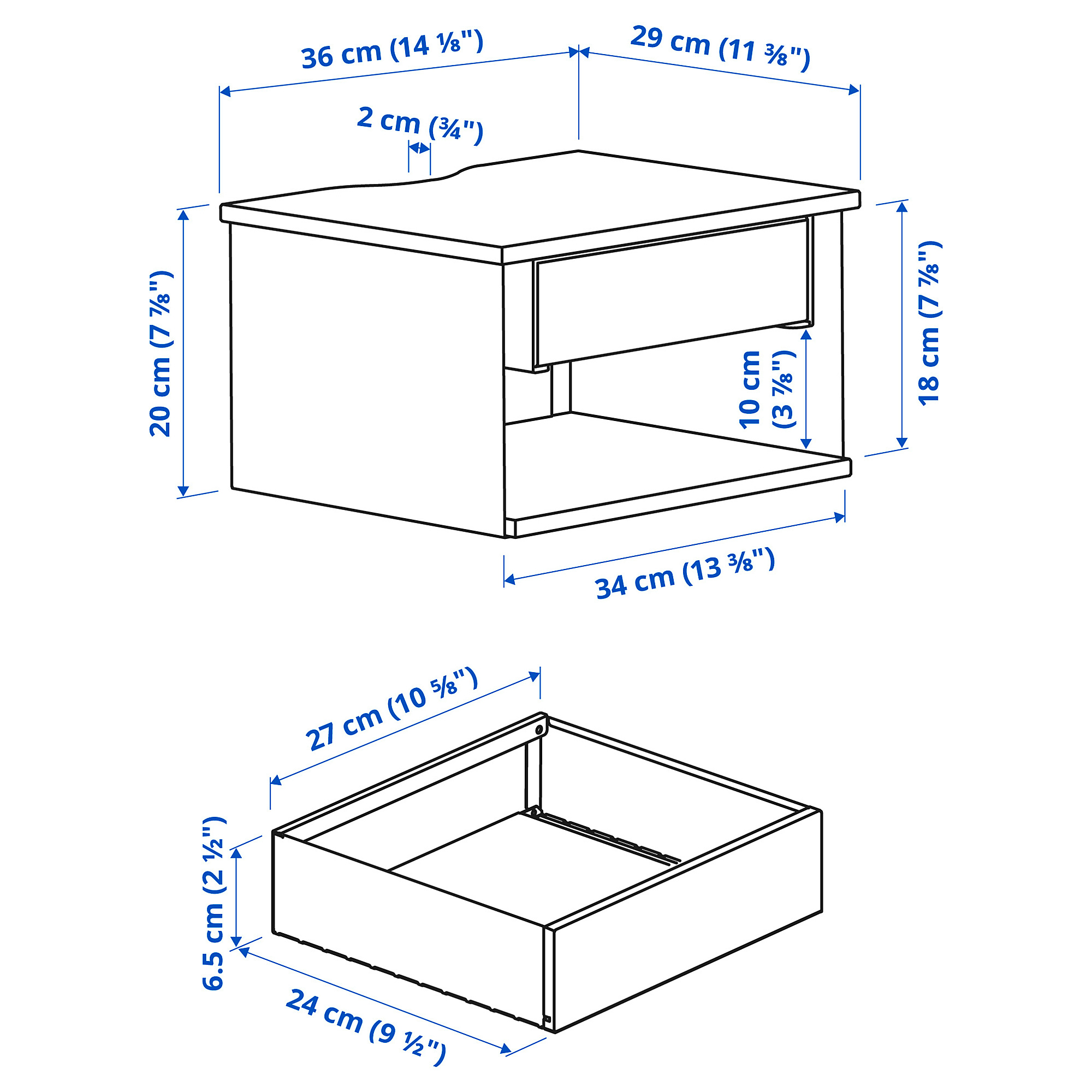 STOMSÖ wall-mounted bedside table