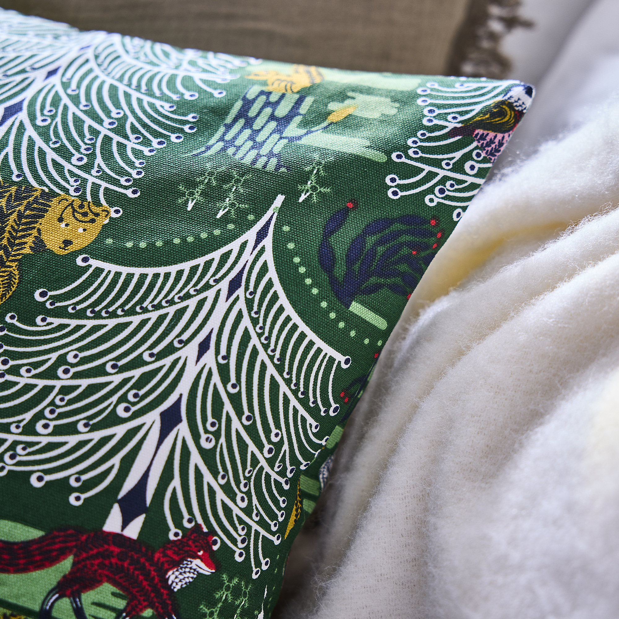 IKEA VINTERFINT Throw Blanket – Green/Multicolor – 100% Cotton – 51x67 Inches – NEW With Tags