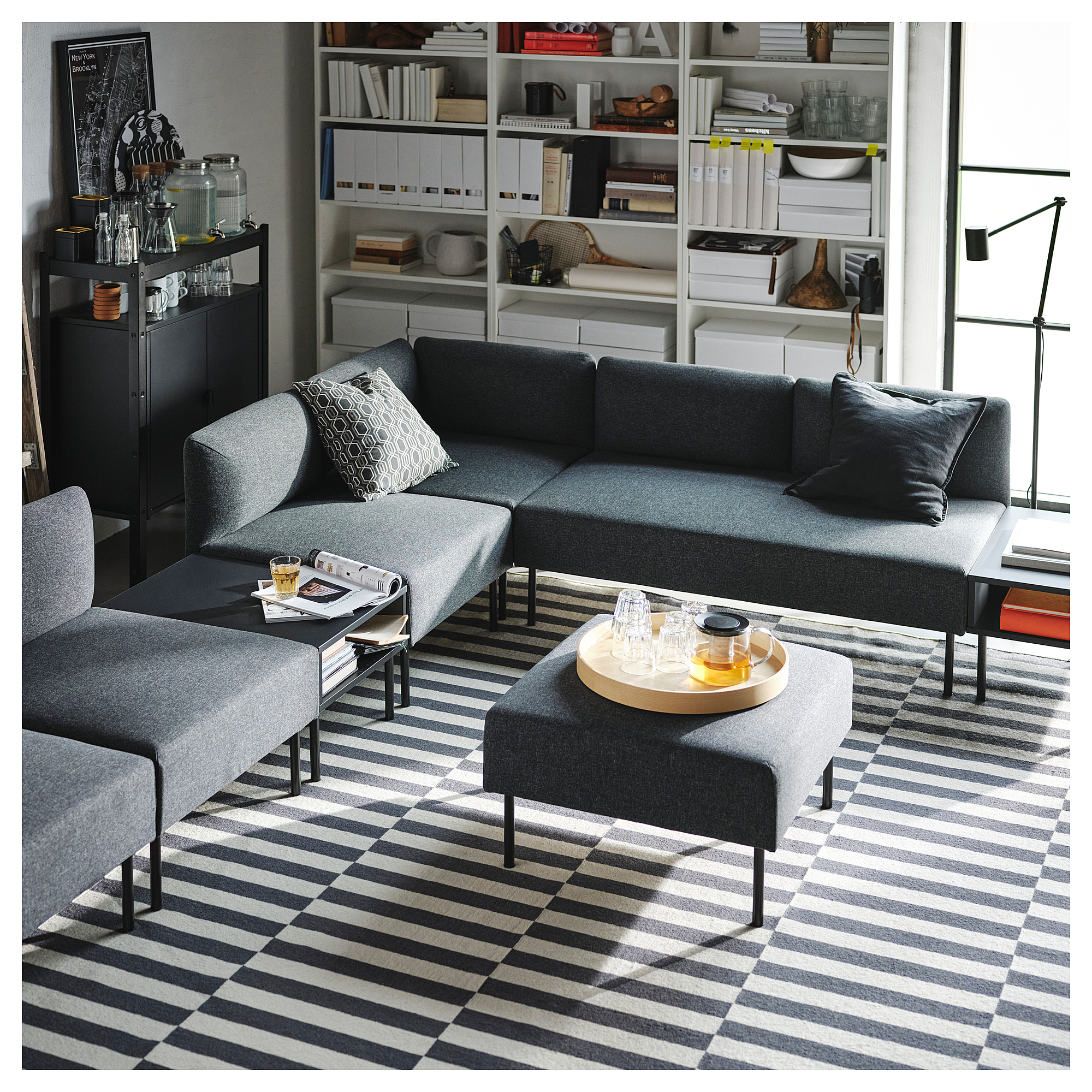 LILLEHEM 6-seat modular sofa with side table