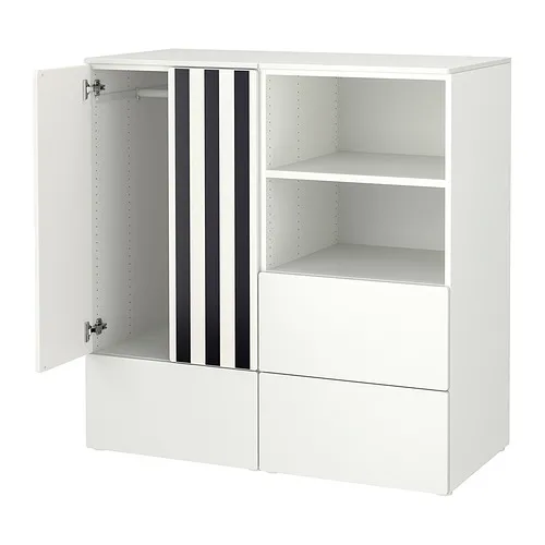 SMÅSTAD/PLATSA - storage combination, white black/white/stripe with 3 drawers, 120x57x123 cm | IKEA Taiwan Online - PE928598_S4