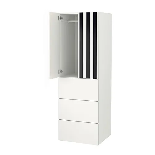 SMÅSTAD/PLATSA - wardrobe, white stripe/white with 3 drawers, 60x57x181 cm | IKEA Taiwan Online - PE928595_S4