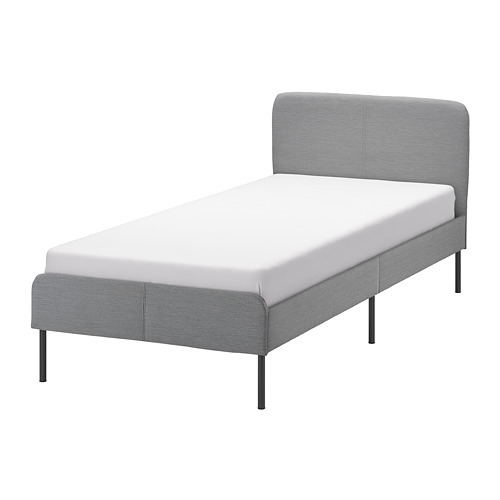 單人軟墊式床框 附床底板條底座 upholst bed frm, , 淺灰色 Kabusa lgrey, 另有其他顏色及尺寸