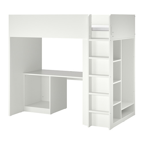 SMÅSTAD loft bed frame w desk and storage