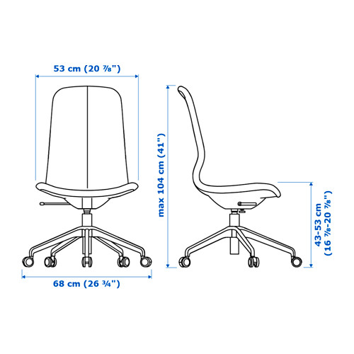 LÅNGFJÄLL - office chair, Gunnared dark grey/white | IKEA Taiwan Online - PE611399_S4