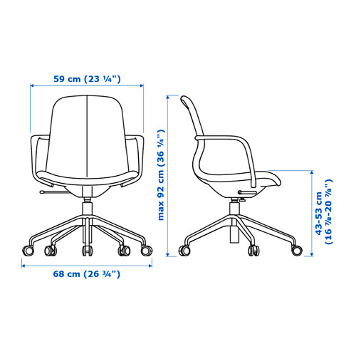 LÅNGFJÄLL - office chair with armrests, Gunnared beige/white | IKEA Taiwan Online - PE611403_S4