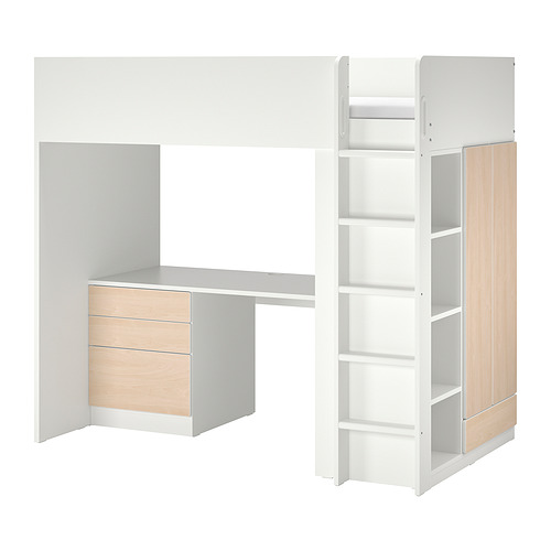 SMÅSTAD - 高腳床, 白色 樺木/附桌子 附四個抽屜, 90x200 公分 | IKEA 線上購物 - PE891888_S4