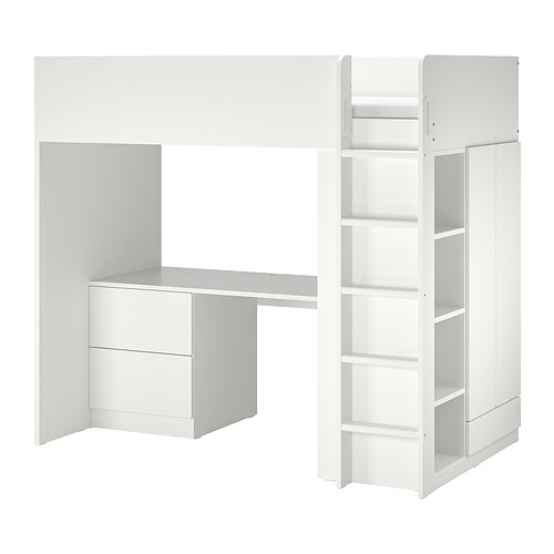 SMÅSTAD - 高腳床, 白色 白色/附桌子 附3個抽屜, 90x200 公分 | IKEA 線上購物 - PE891902_S4