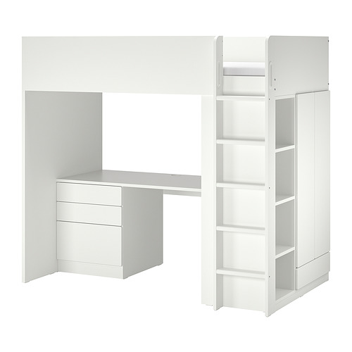 SMÅSTAD - 高腳床, 白色 白色/附桌子 附2塊層板, 90x200 公分 | IKEA 線上購物 - PE891901_S4