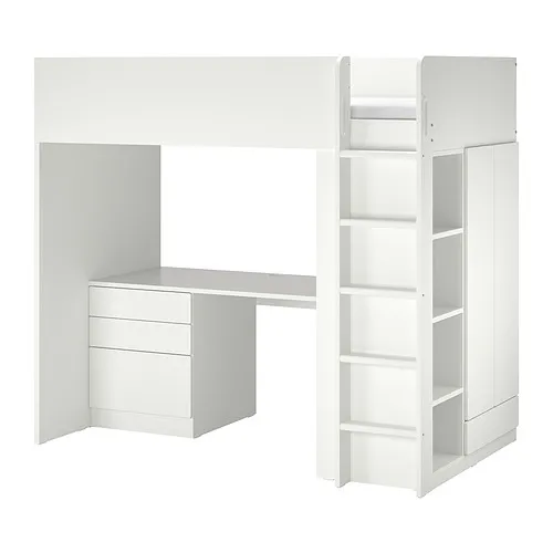 SMÅSTAD - 高腳床, 白色 白色/附桌子 附四個抽屜, 90x200 公分 | IKEA 線上購物 - PE891901_S4