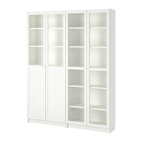 BILLY/OXBERG - 書櫃附背板/玻璃門板, 白色/玻璃, 160x30x202 公分 | IKEA 線上購物 - PE714604_S4