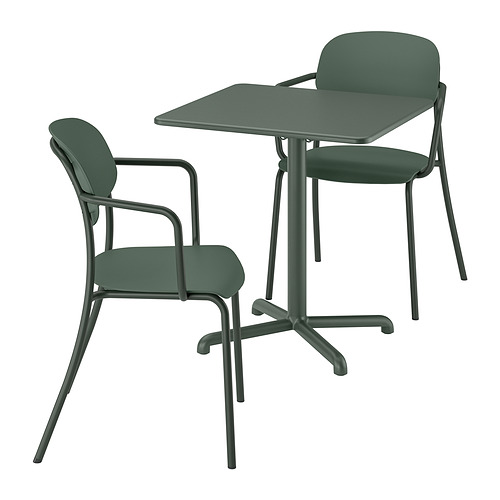 VISINGSÖ/VISINGSÖ - 桌及2長凳, 戶外用 墨綠色/墨綠色, 70x70 公分 | IKEA 線上購物 - PE996246_S4
