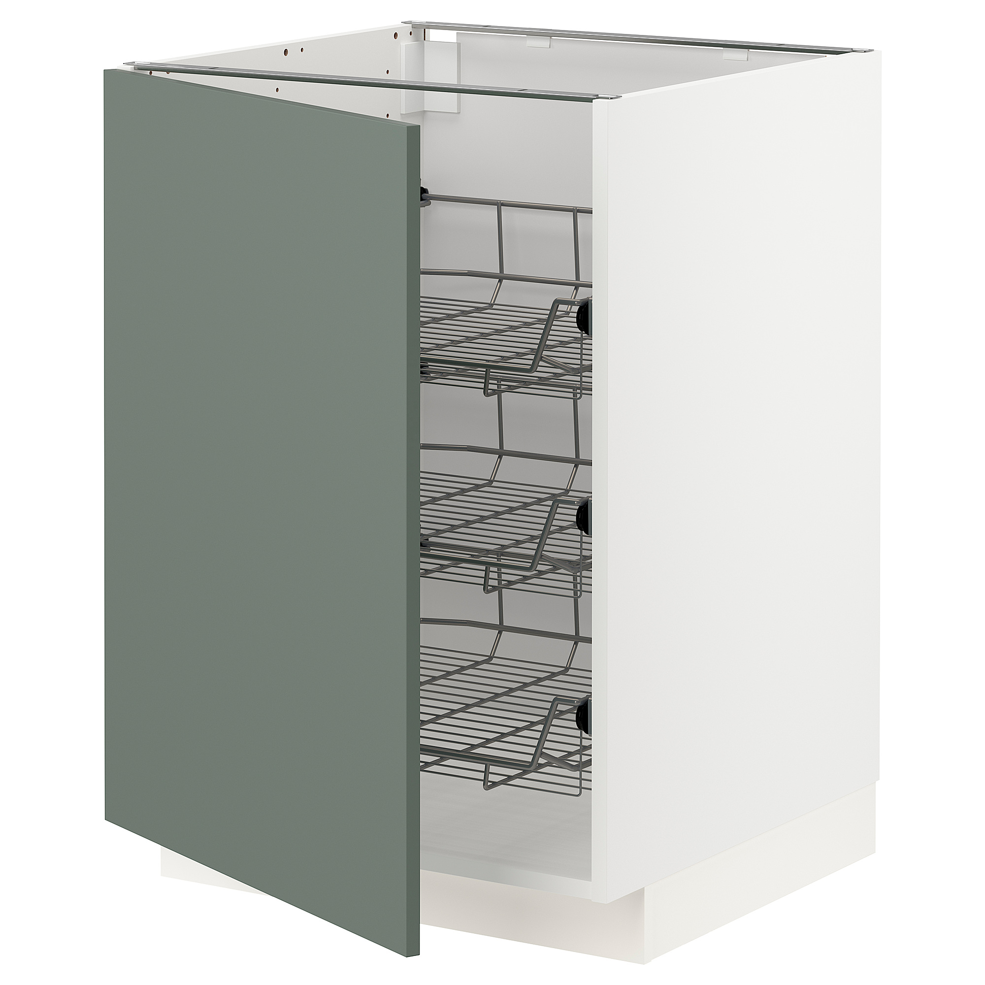 METOD base cabinet with wire baskets