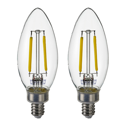 SOLHETTA - LED燈泡 E14 250流明，燭形/透明色 | IKEA 線上購物 - PE957923_S4