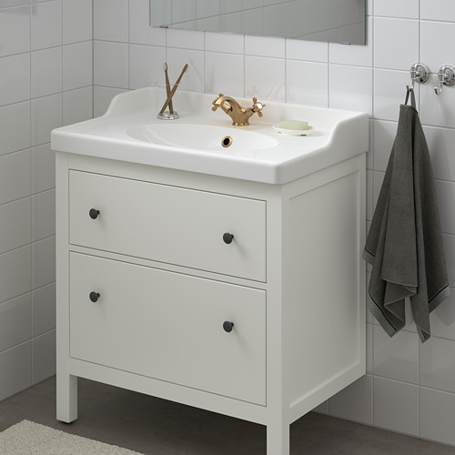 HEMNES/RUTSJÖN 洗臉盆櫃附抽屜/洗臉盆/水龍頭