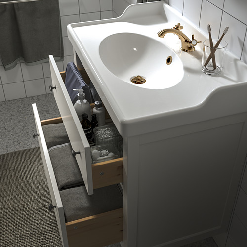 HEMNES/RUTSJÖN 洗臉盆櫃附抽屜/洗臉盆/水龍頭