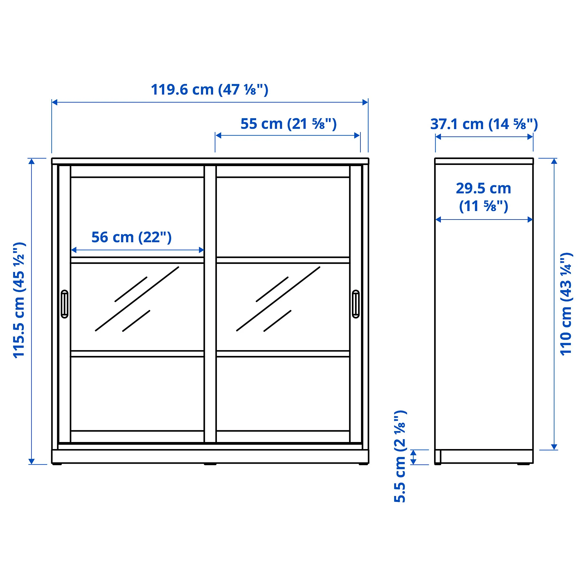 TONSTAD cabinet with sliding glass doors