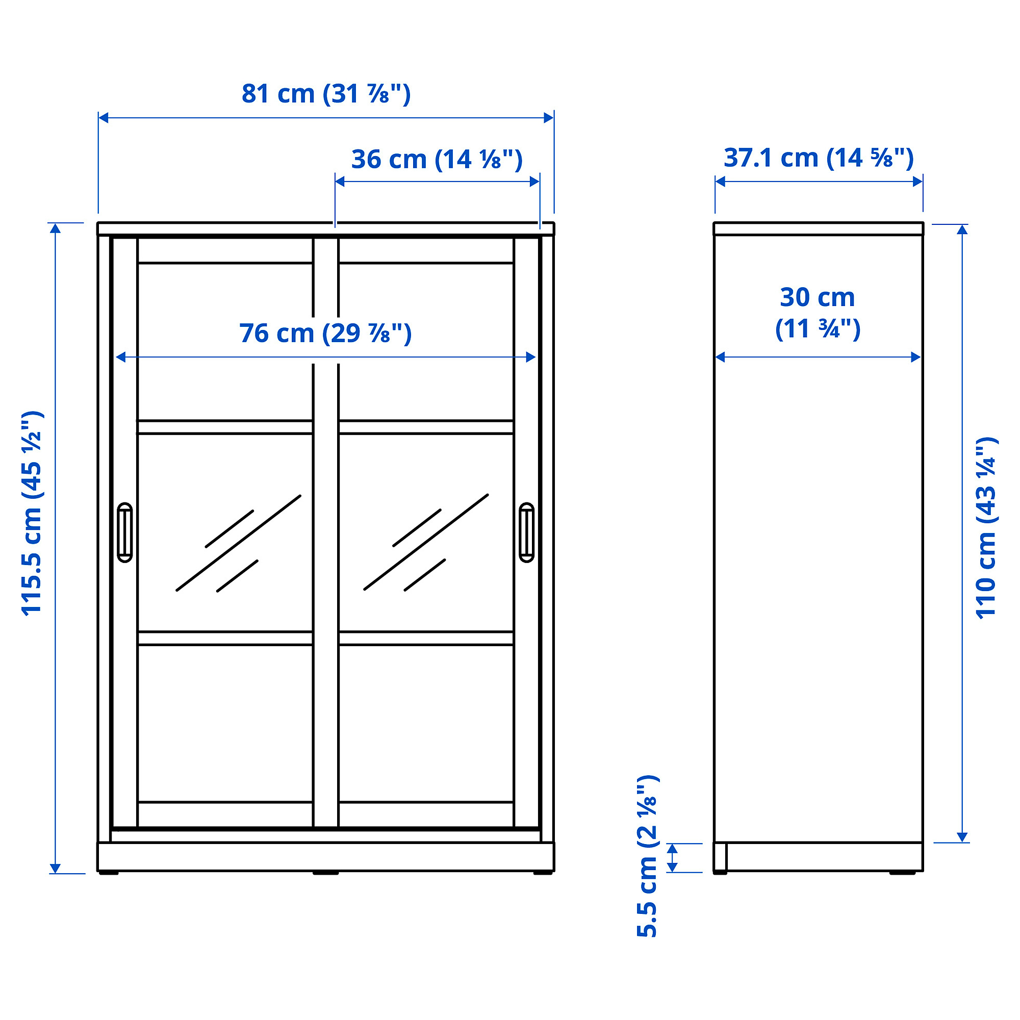 TONSTAD cabinet with sliding glass doors