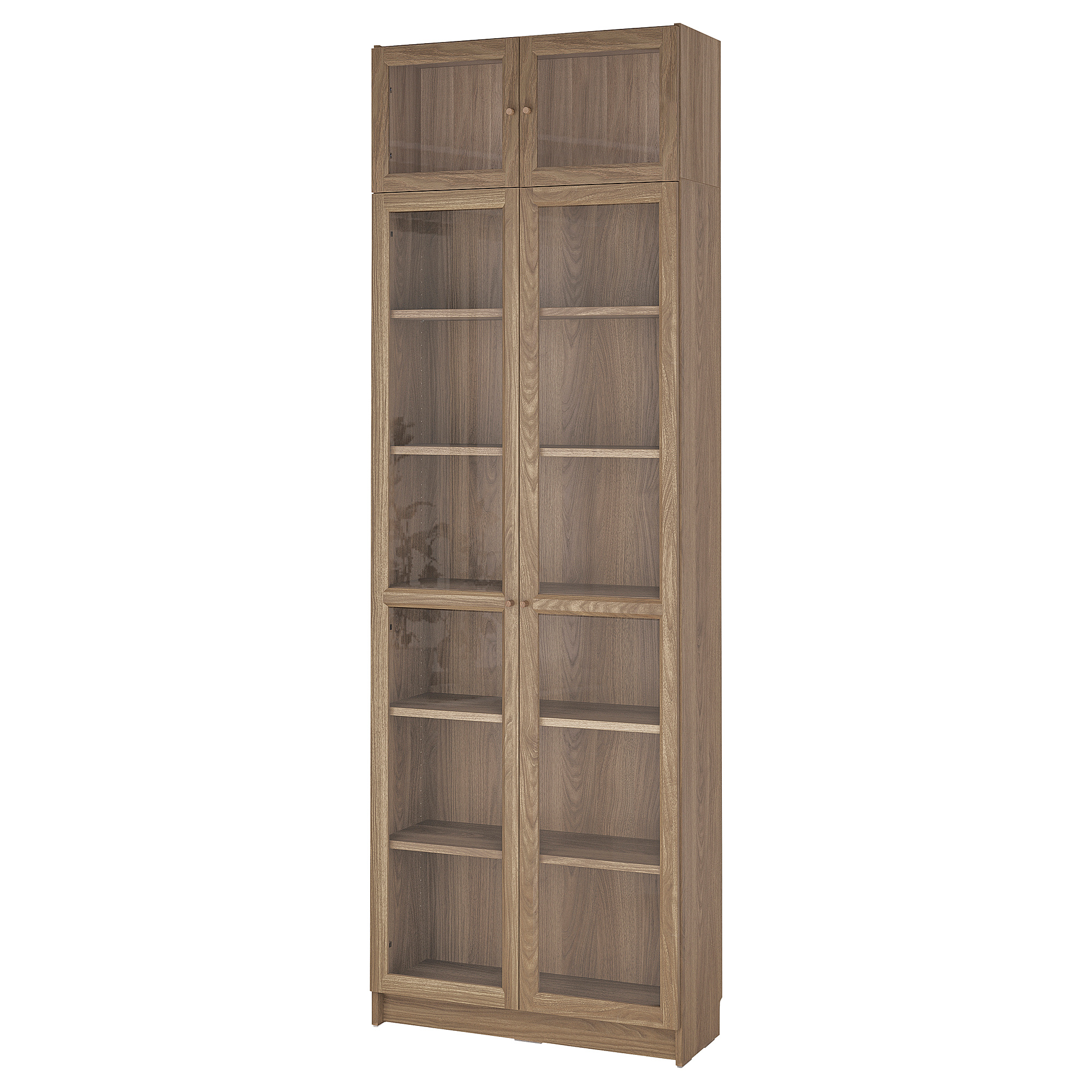 BILLY/OXBERG bookcase w glass doors/ext unit