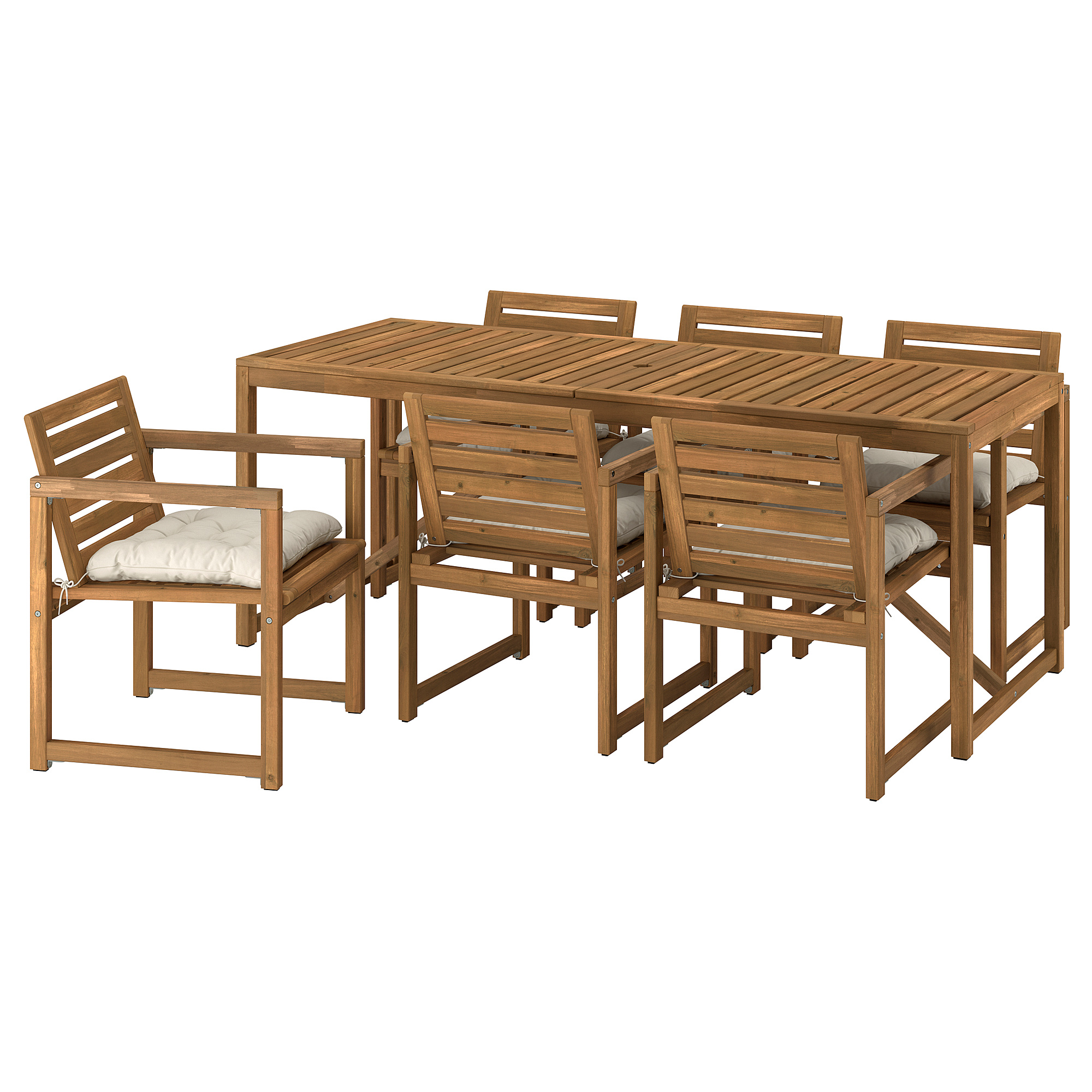 NÄMMARÖ table+6 chairs w armrests, outdoor