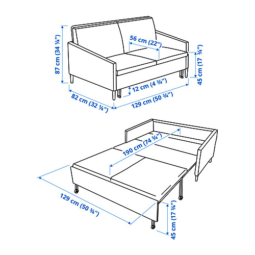 LINNEFORS 2-seat sofa-bed section