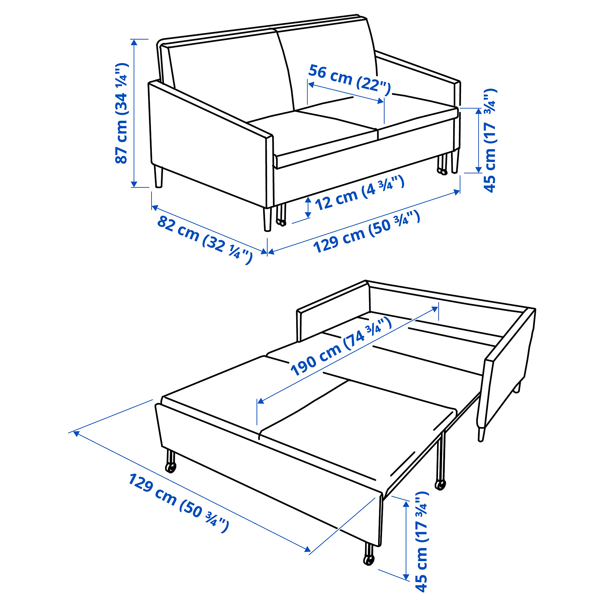 LINNEFORS 2-seat sofa-bed section