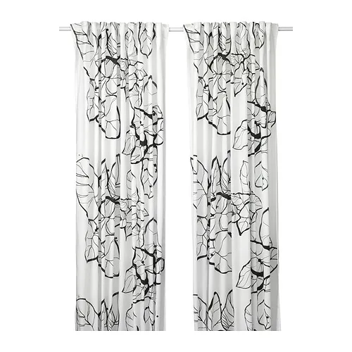 PELARKÖRSBÄR - 窗簾 2件裝，白色/黑色 花朵圖形/含織帶，145x250 公分 | IKEA 線上購物 - PE996521_S4