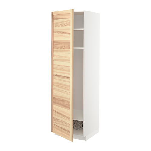 METOD - high cabinet w shelves/wire basket, white/Torhamn ash | IKEA Taiwan Online - PE715123_S4