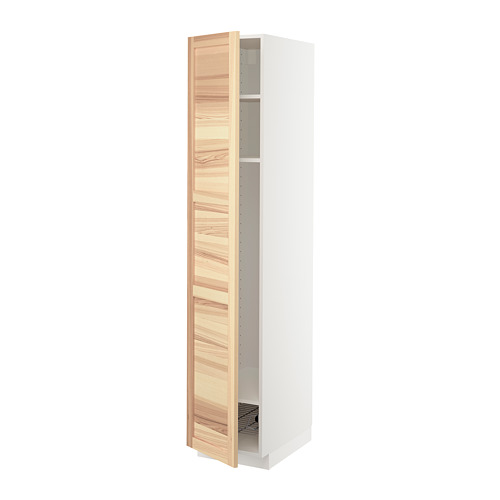 METOD - high cabinet w shelves/wire basket, white/Torhamn ash | IKEA Taiwan Online - PE715199_S4