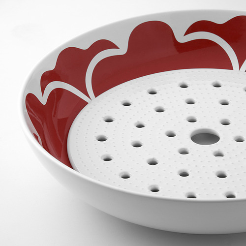 KUNGSTIGER - dumpling plate with strainer, red/flower | IKEA Taiwan Online - PE853920_S4