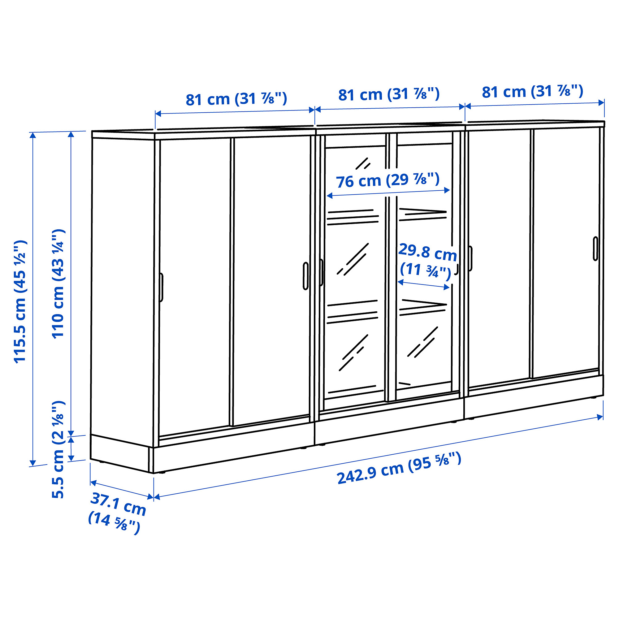 TONSTAD storage combination w sliding doors