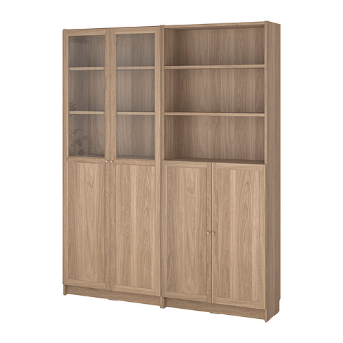 BILLY/OXBERG bookcase with panel/glass doors