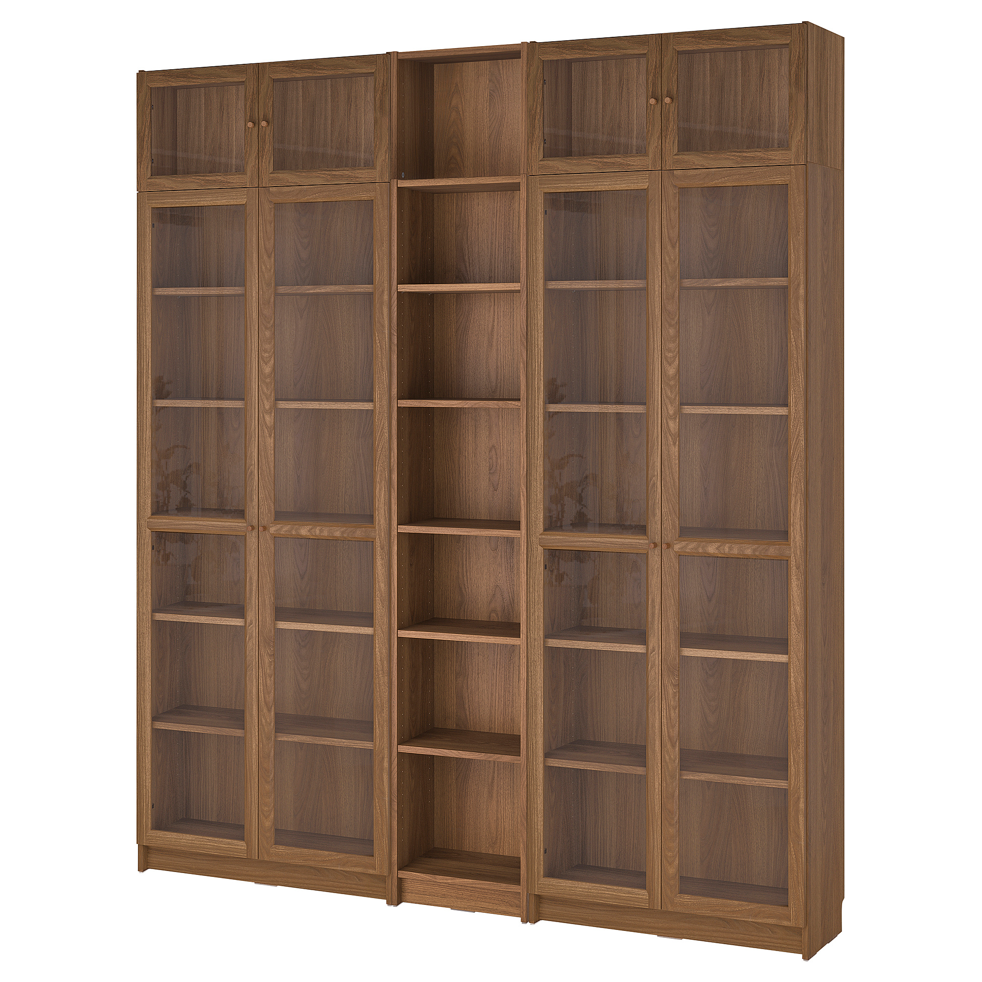 BILLY/OXBERG bookcase w glass doors/ext unit