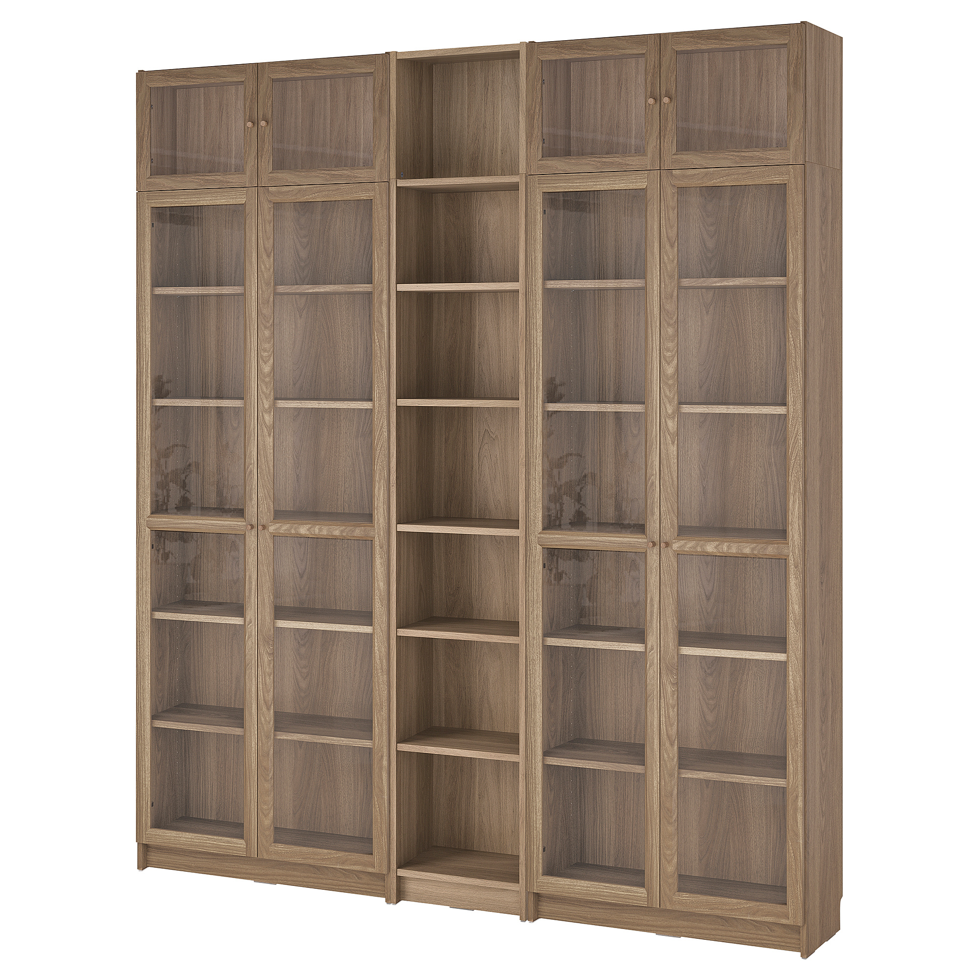 BILLY/OXBERG bookcase w glass doors/ext unit