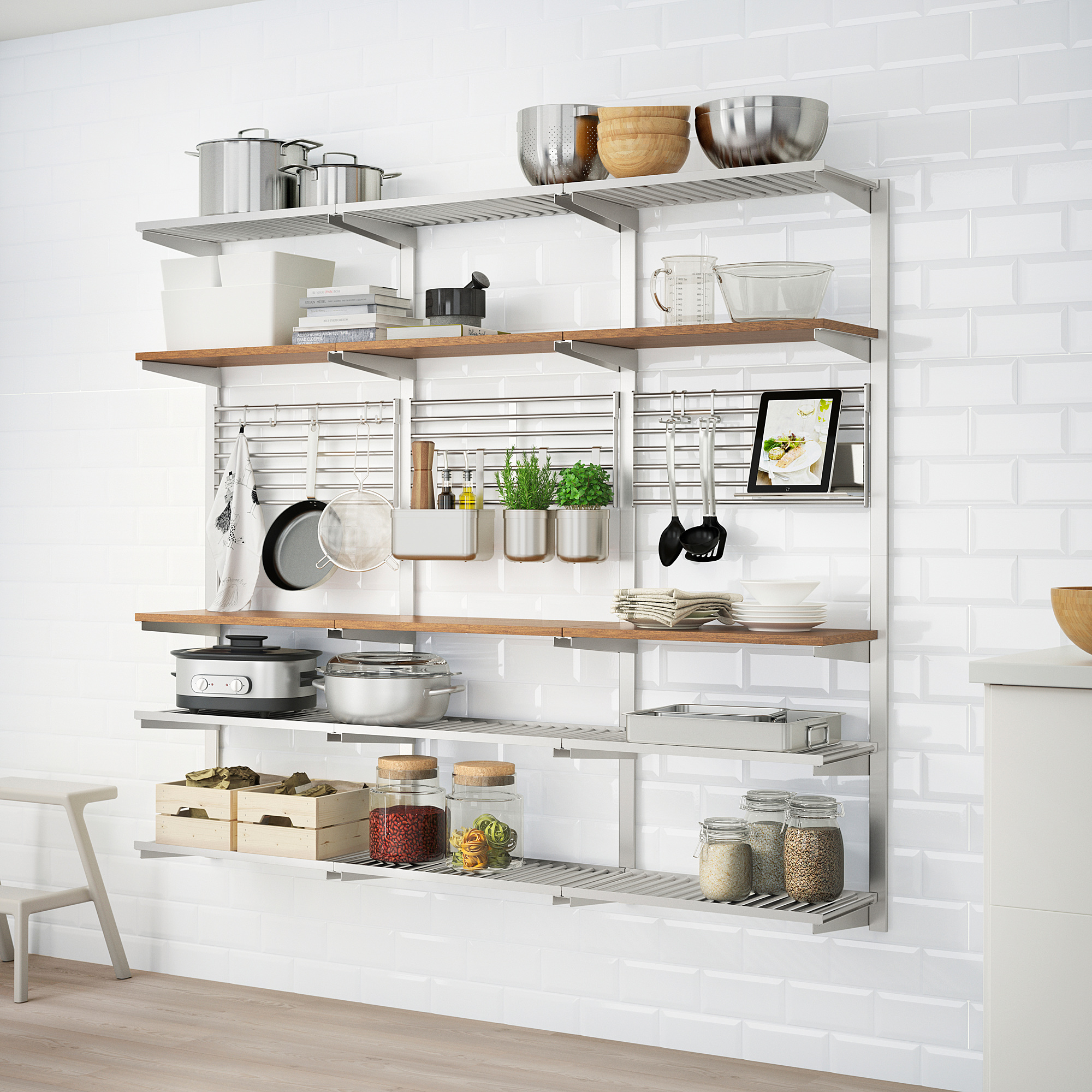 KUNGSFORS suspension rail with shelf/wll grid