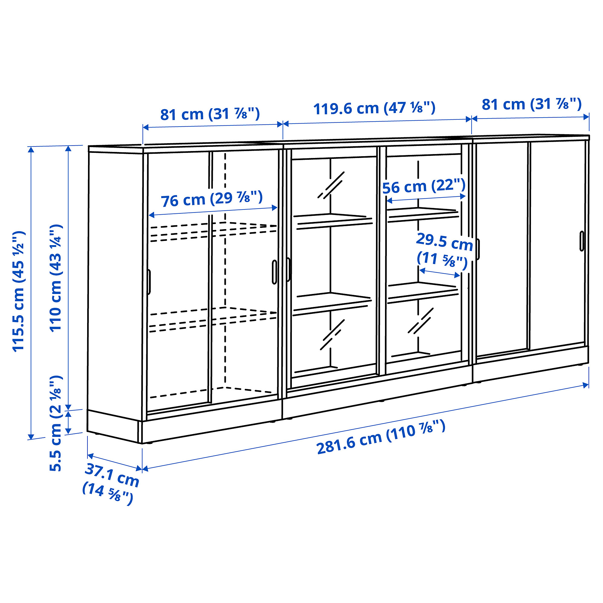 TONSTAD storage combination w sliding doors