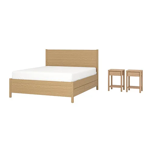 TONSTAD - 臥室家具 3件組, 含睡床收納/實木貼皮, 橡木 | IKEA 線上購物 - PE959009_S4