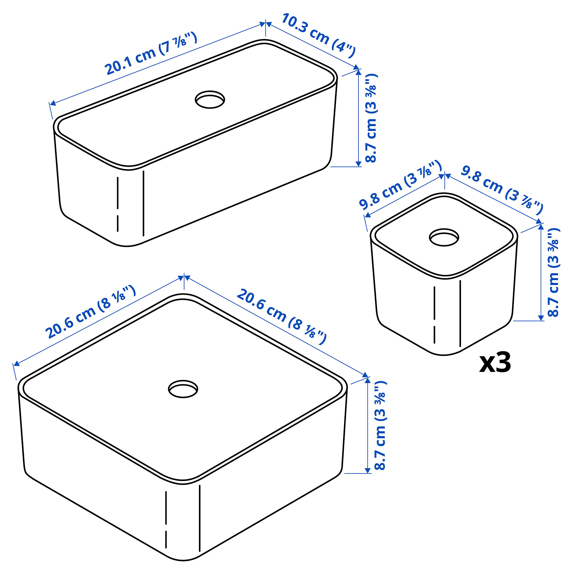VISSLAÅN box with lid, set of 5