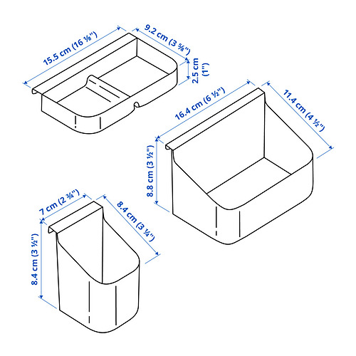 VISSLAÅN drawer organisers, set of 3
