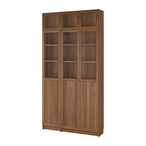 BILLY/OXBERG bookcase w hght ext ut/pnl/glss drs