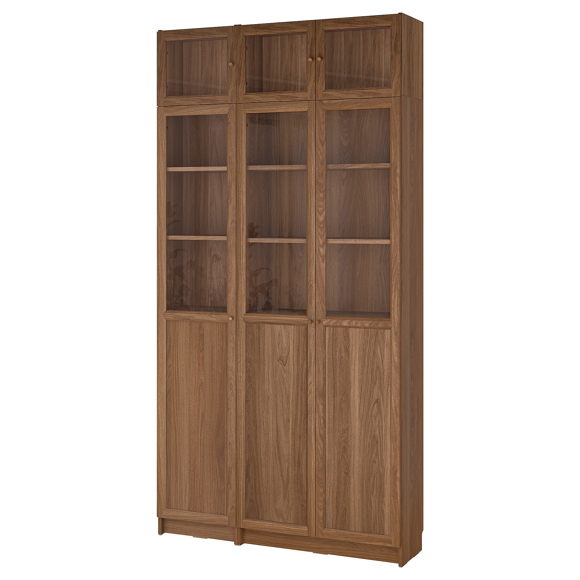BILLY/OXBERG bookcase w hght ext ut/pnl/glss drs