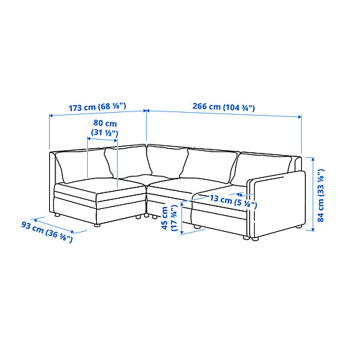 VALLENTUNA - modular corner sofa, 3-seat, with storage/Kelinge rust | IKEA Taiwan Online - PE854985_S4
