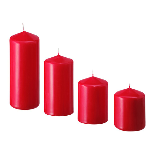 FENOMEN - unscented pillar candle, set of 4, red | IKEA Taiwan Online - PE959213_S4
